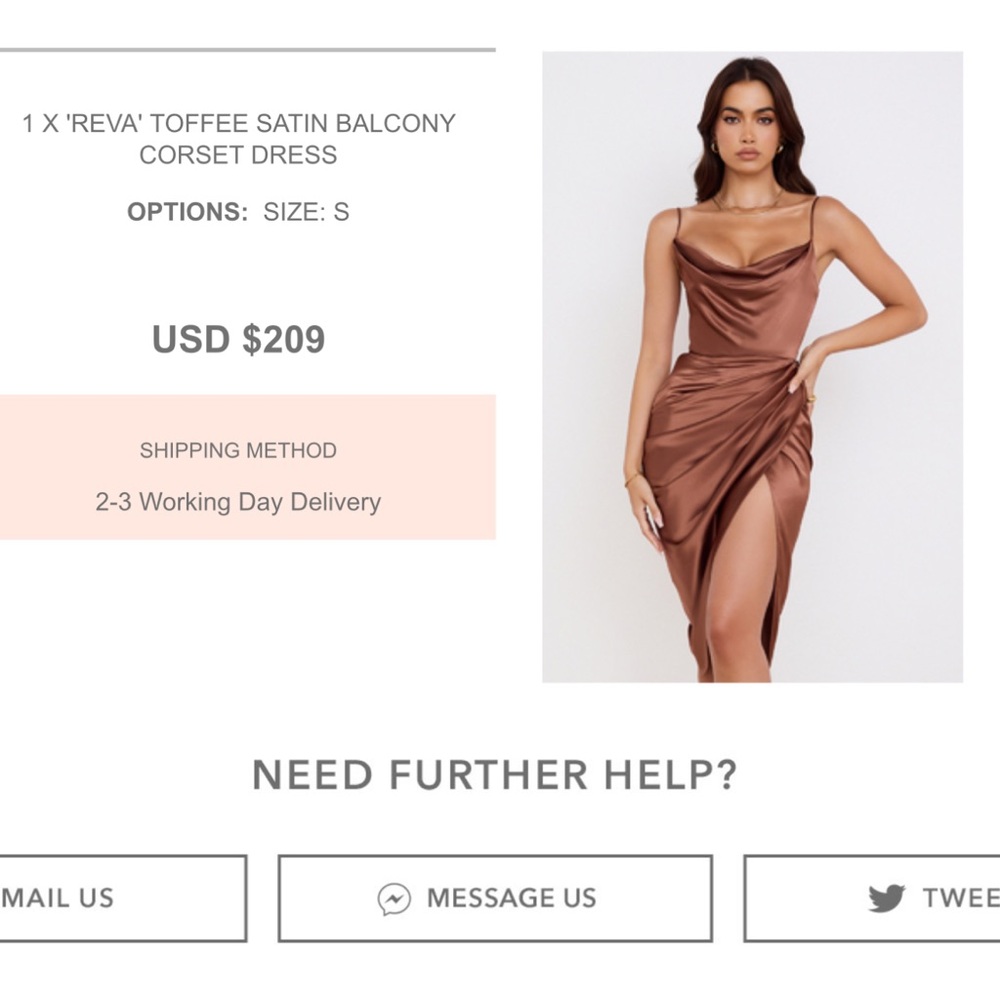 House of CB Toffee Satin Midi Dress